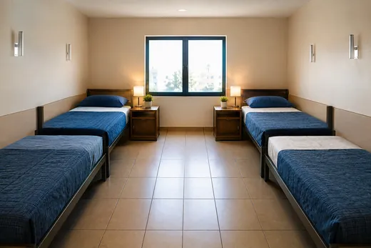 Shared room with single beds and a window