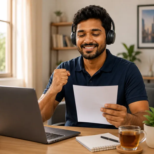Candidate reading an official UAE job offer on a laptop