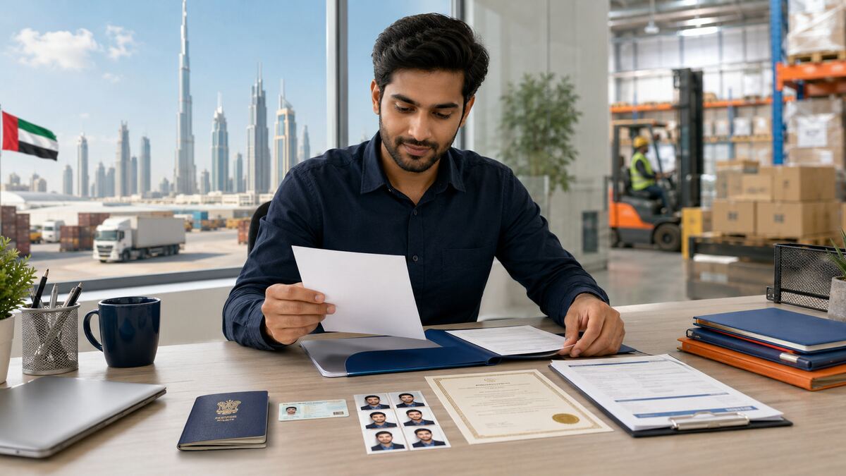 Checklist of application documents for a Dubai warehouse job from India.