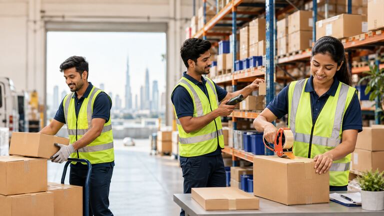 Side-by-side comparison of warehouse helper, picker and packer tasks.