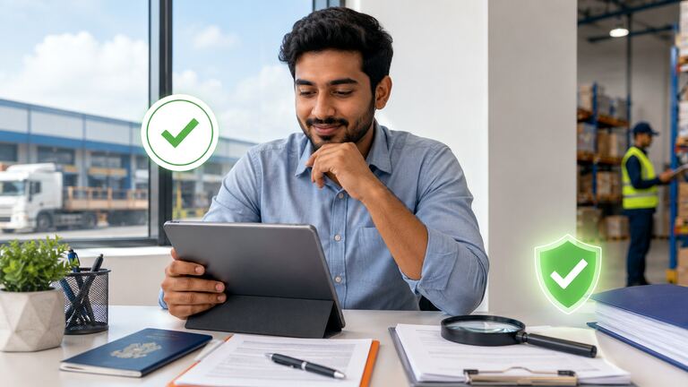Self-check form for Dubai warehouse job readiness without collecting passport numbers.